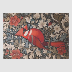 Nordischer Kardinal Bird William Morris Inspiriert Seidenpapier