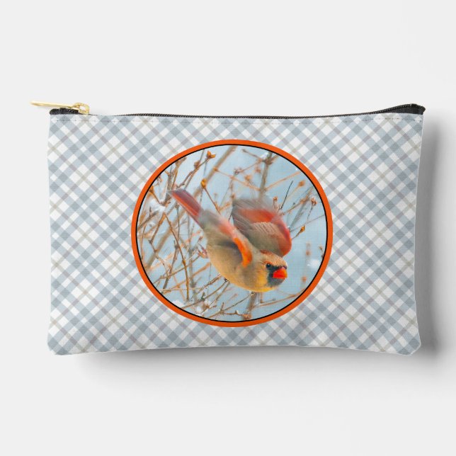 Nordischer Kardinal im Schnee Original Foto Zubehörtasche (Vorderseite)