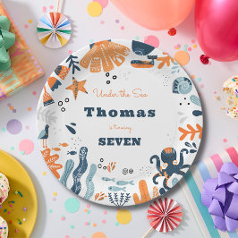 Nordischer Kindergeburtstag unter Meereslebewesen Pappteller