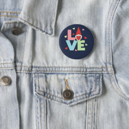 Nordischer Liebes-Gnom: Whimsical Pastel-Herz  Button