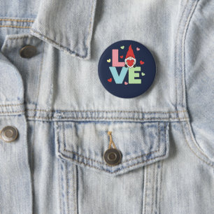 Nordischer Liebes-Gnom: Whimsical Pastel-Herz  Button