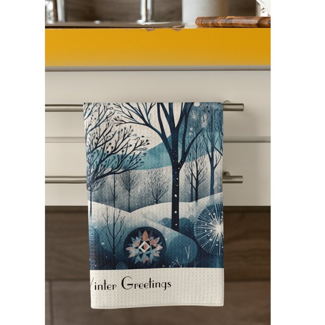 Nordischer Moonlit-Wald, kundenspezifisch Geschirrtuch (Von Creator hochgeladen)