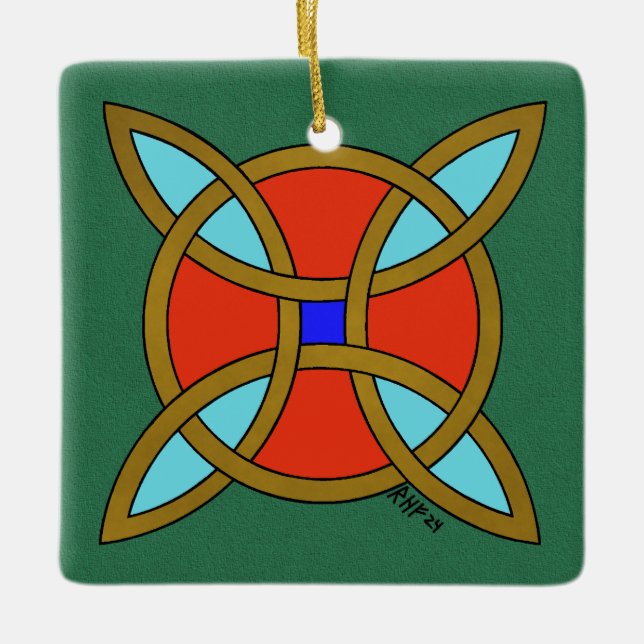 Nordischer Schutz vor Hexerei oder Hexenknoten Keramikornament (Vorderseite)