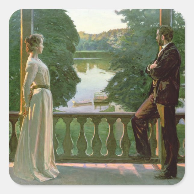 Nordischer Sommer Abend, 1899-1900 Quadratischer Aufkleber (Vorderseite)