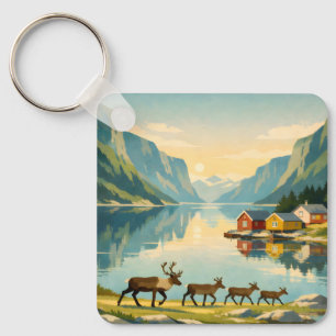 Nordischer Sommer – Vintage Skandinavische Fjordre Schlüsselanhänger