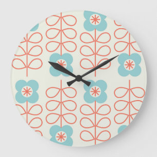 Nordischer Stil geometrisches florales Vintage. Große Wanduhr