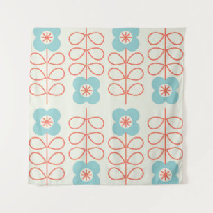 Nordischer Stil, geometrisches florales Vintage. Wandteppich