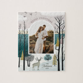 Nordischer Wald | Woodland Winterweihnachtsfest Fo Puzzle