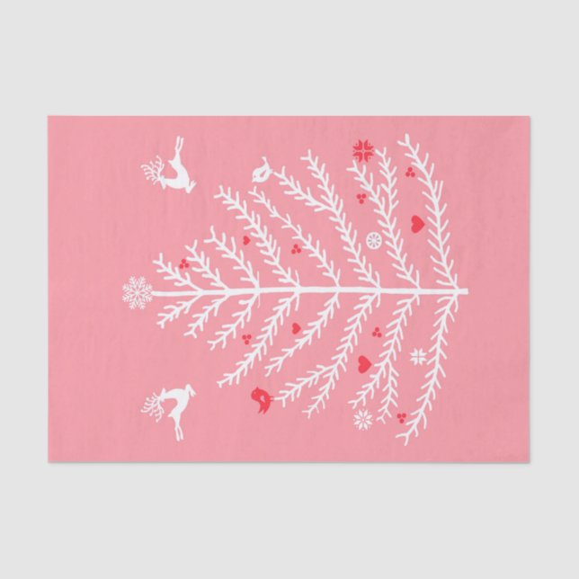 Nordischer Weihnachtsbaum Deer Pink Seidenpapier (Vorderseite)