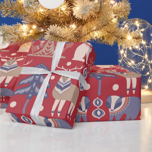 Nordischer Weihnachtsskandinavischer Hirsch Geschenkpapier (Feiertage)