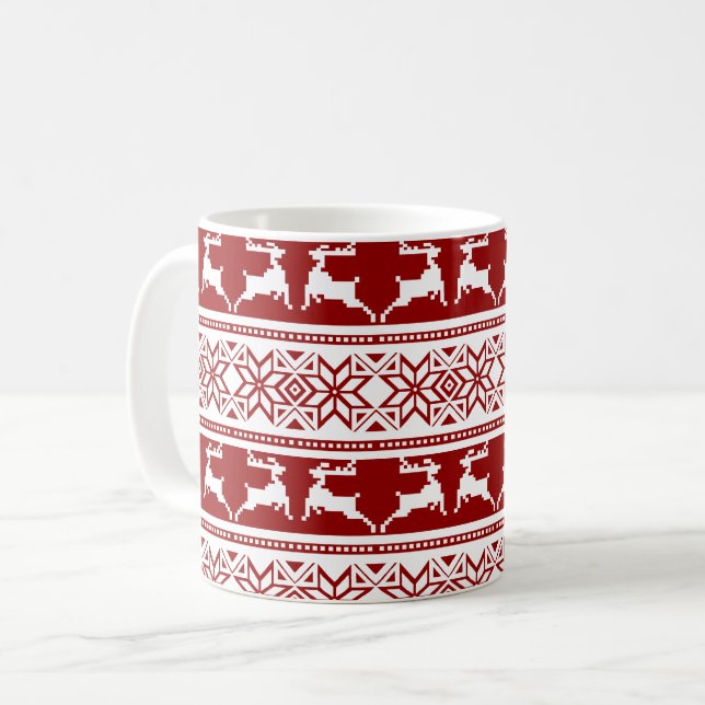 Nordischer Weihnachtsskandinavischer Rentier Kaffeetasse (Vorderseite Links)