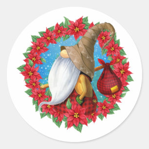 Nordischer Weihnachtszwerg Runder Aufkleber