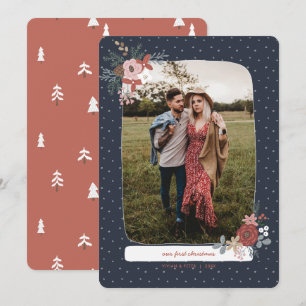 Nordischer Winter Erster Verheirateter Weihnachtsu Feiertagskarte