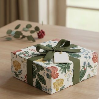 Nordisches botanisches Blumenpapier Geschenkpapier