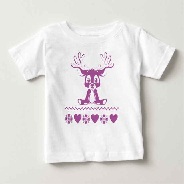 Nordisches Hirschmuster Baby T-shirt (Vorderseite)