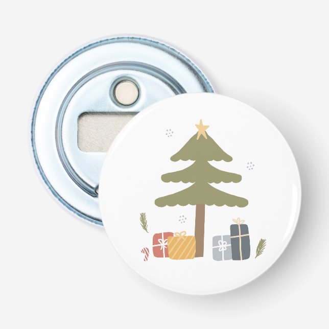 Nordisches Weihnachts-Party Skandi Weihnachtsbaum Flaschenöffner (Vorderseite)