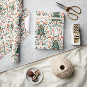 Nordisches Weihnachtsbaum-Party Geschenkpapier