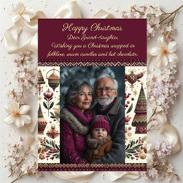 Nordisches Weihnachtsdorf Süße Enkelin Foto Feiertagskarte