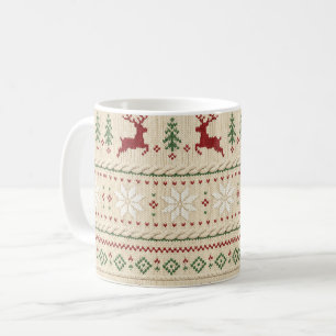 Nordisches Weihnachtskaffee-Rentier-Strickmuster Kaffeetasse