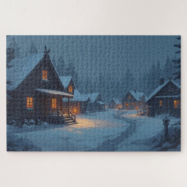 Nordisches Winterdorf-Puzzle Puzzle (Horizontal)