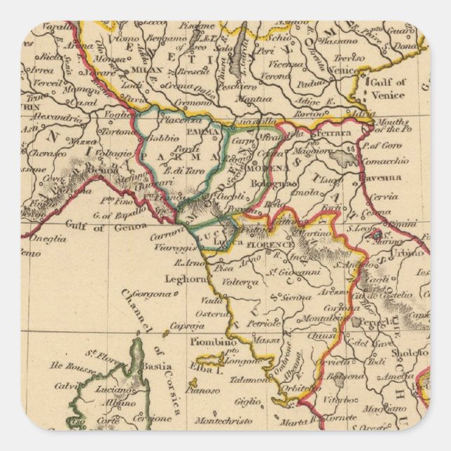 Norditalien Quadratischer Aufkleber (Vorderseite)