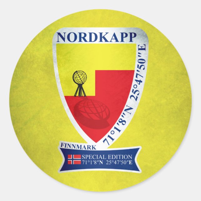 Nordkapp Runder Aufkleber (Vorderseite)