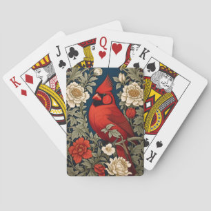 Nordkardinal Blumig William Morris Inspiriert Spielkarten