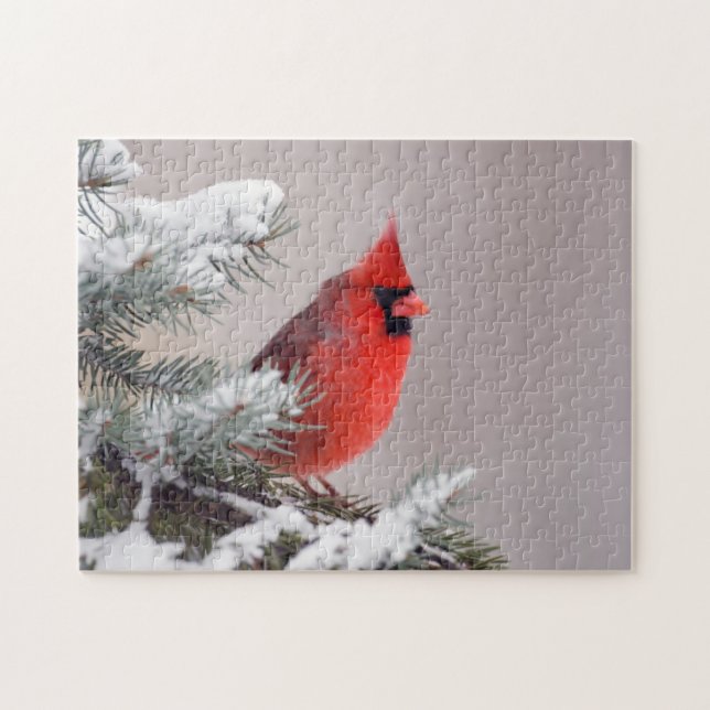 NordKardinal gehockt in einem Baum Puzzle (Horizontal)