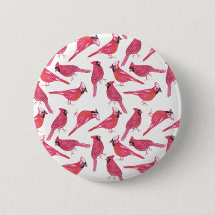 NordKardinal oder Kardinalsvogel Watercolor Button