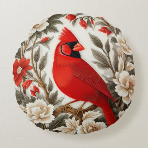 Nordkardinal-Vogel Schöne Flora Rundes Kissen