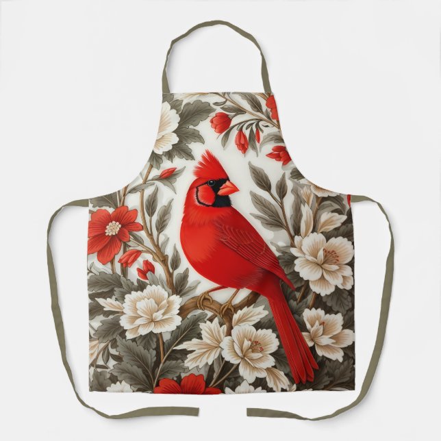 Nordkardinal-Vogel Schöne Flora Schürze (Vorderseite)