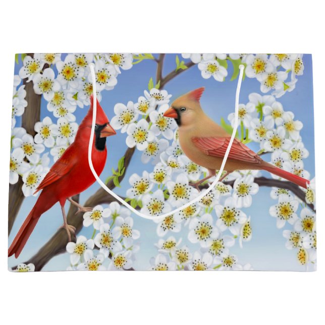 NordKardinals-rote Vogel-Geschenk-Tasche Große Geschenktüte (Vorderseite)
