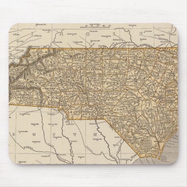 Nordkarolina-Atlas-Karte Mousepad (Vorne)