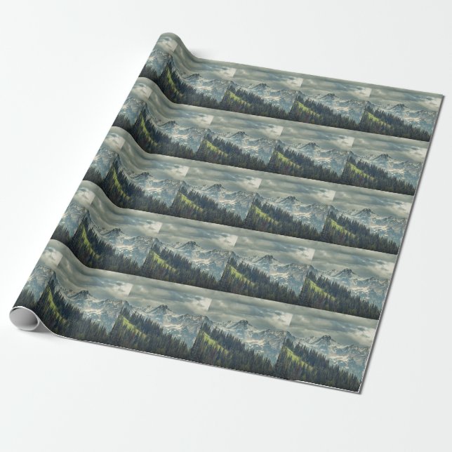 Nordkaskade: Majestic Mountain Peak. Geschenkpapier (Ungerollt)