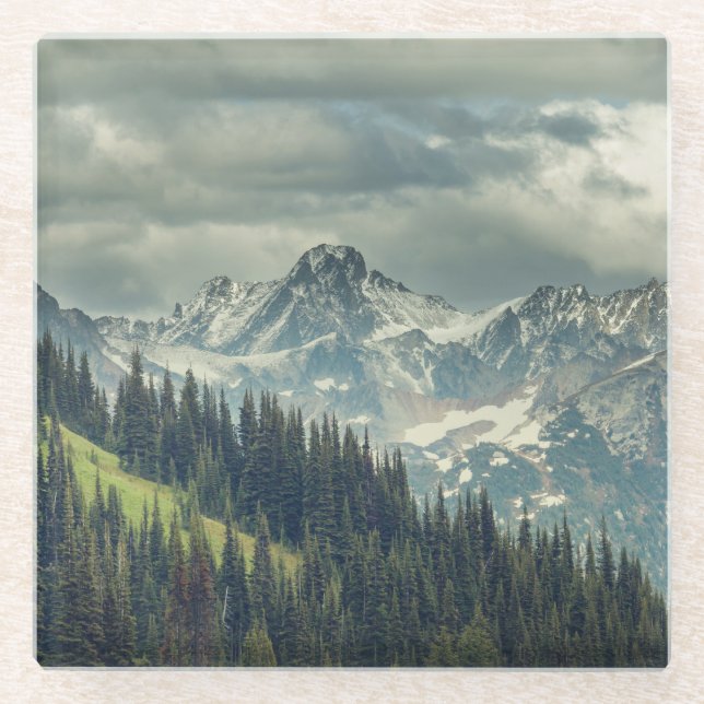 Nordkaskade: Majestic Mountain Peak. Glasuntersetzer (Vorderseite)