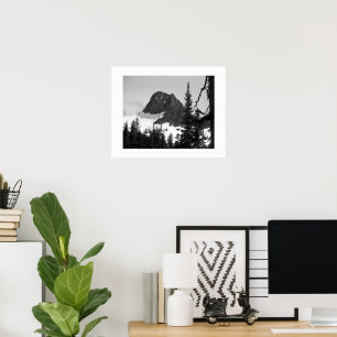 Nordkaskaden Berggipfel Schwarz und Weiß Poster
