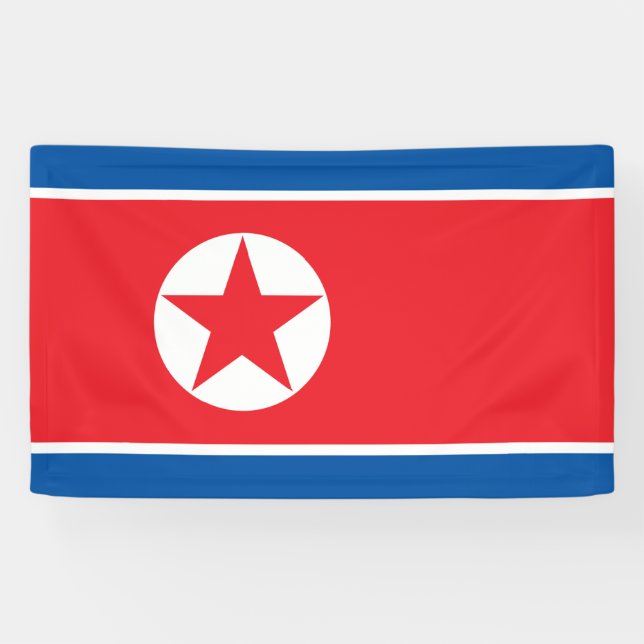 Nordkorea-Flagge Banner (Horizontal)