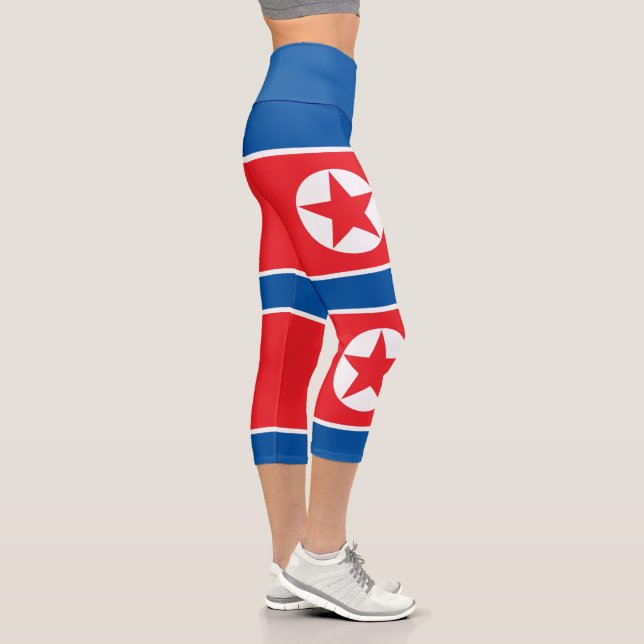 Nordkorea-Flagge Capri Leggings (Rechts)