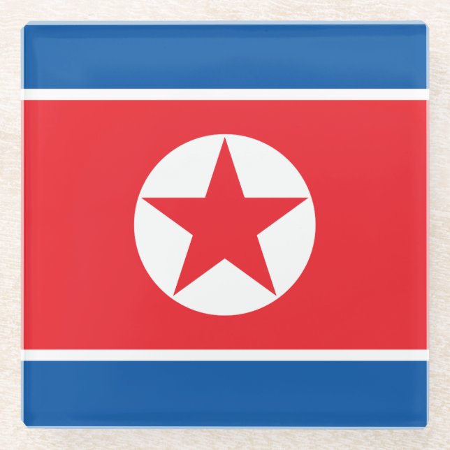 Nordkorea-Flagge Glasuntersetzer (Vorderseite)