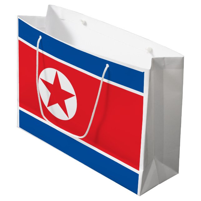Nordkorea-Flagge Große Geschenktüte (Vorderseite Schrägansicht)