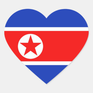 Nordkorea-Flagge Herz-Aufkleber