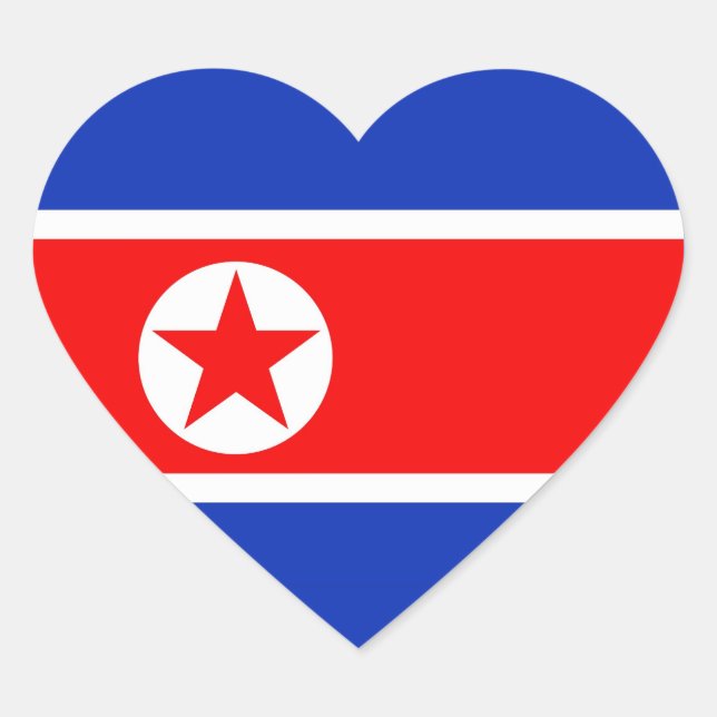 Nordkorea-Flagge Herz-Aufkleber (Vorderseite)