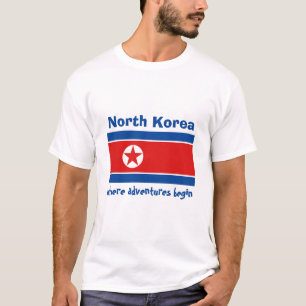 Nordkorea-Flagge + Karte + Text-T - Shirt
