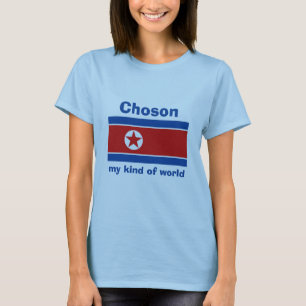 Nordkorea-Flagge + Karte + Text-T-Shirt T-Shirt