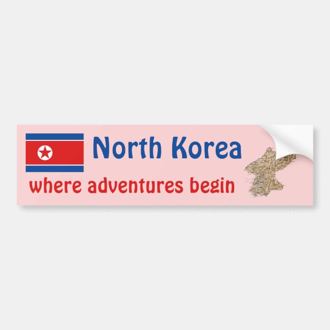 Nordkorea-Flagge + Karten-Autoaufkleber Autoaufkleber (Vorne)