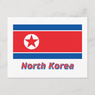 Nordkorea Flagge mit Namen Postkarte