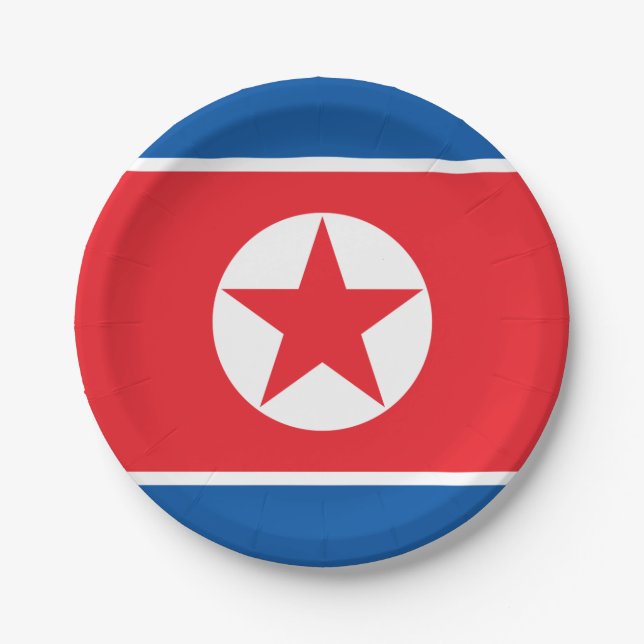 Nordkorea-Flagge Pappteller (Vorderseite)