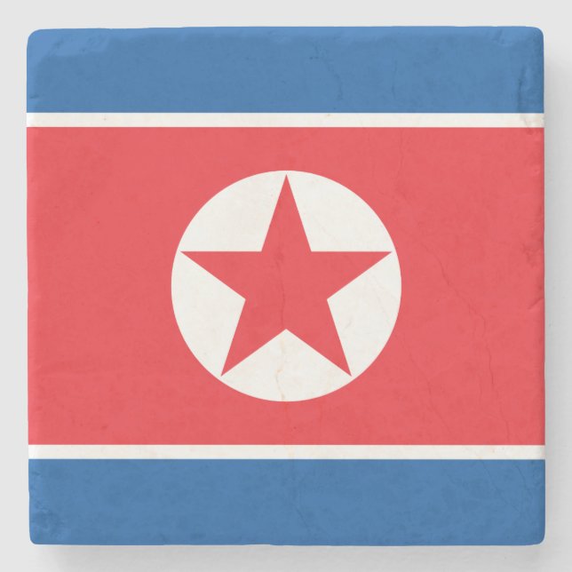 Nordkorea-Flagge Steinuntersetzer (Vorderseite)