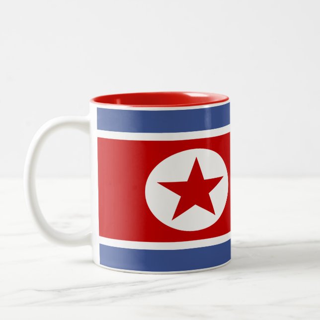 Nordkorea-Flagge Zweifarbige Tasse (Links)
