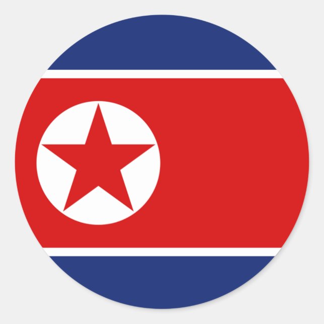 Nordkorea Flaggenrundkleber Runder Aufkleber (Vorderseite)